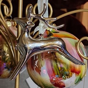 Silver Reindeer Ornament